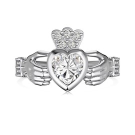 Claddagh Rings 925 Sterling Silver Claddagh Heart Rings Irish Celtic Jewellery for Women, Sterling Silver, No Gemstone