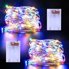 Fairy String Lights Battery Operated,2Pack 33FT 100 LED Twinkle Lights Indoor Outdoor String Lights for Bedroom,Dorm,Patio,Tapestry,Backyard,Garden,Christmas,Party