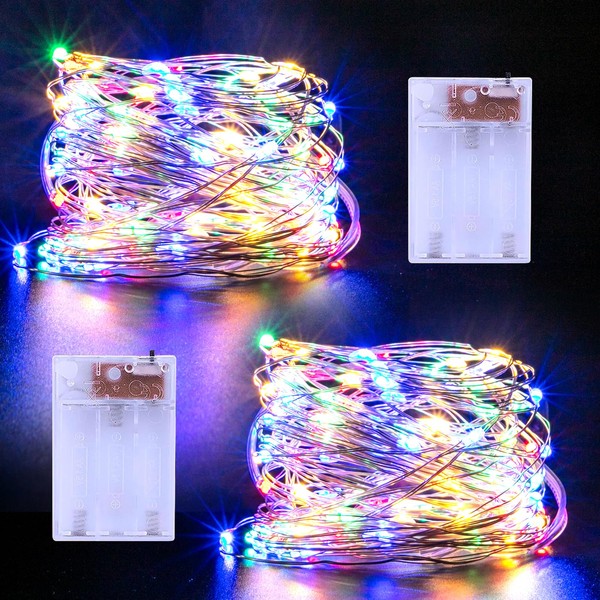 Fairy String Lights Battery Operated,2Pack 33FT 100 LED Twinkle Lights
