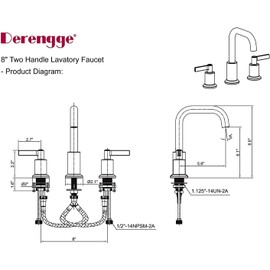 Derengge Bathroom Faucet,Two Handle Widespread Bathroom Sink Faucet with Pop up Drain,8 Inch Lavatory Faucet 3 Hole,Warm White Finished,LF-3288-WW