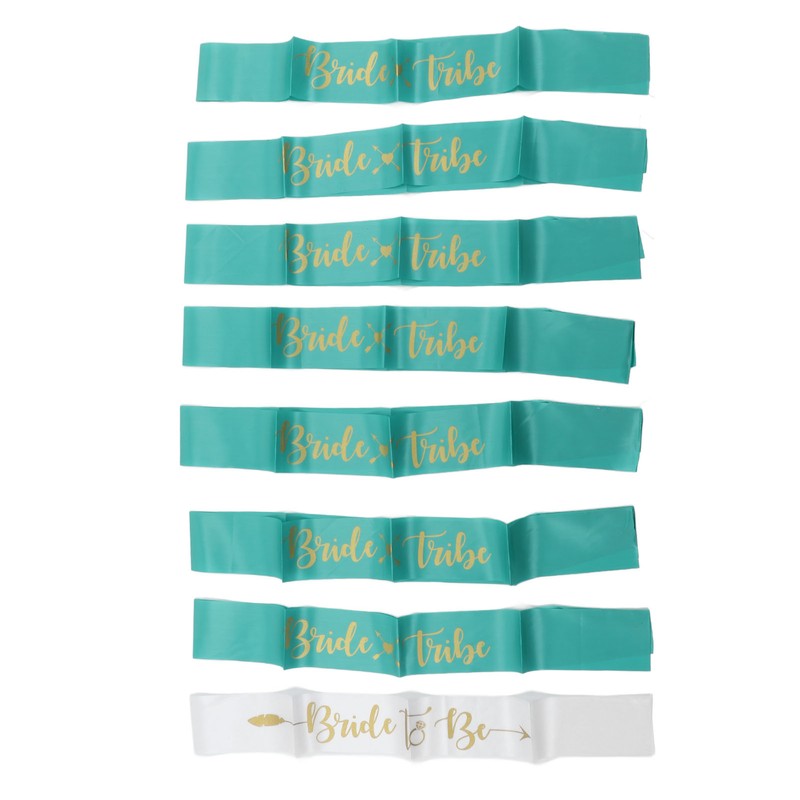 8Pcs Bride Bridesmaid Sash Gold Letters Hypoallergenic Material Wedding Bride