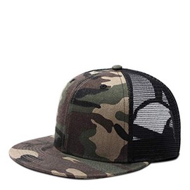 Yizhichu19900502 Unisex Plain Flat Bill Adjustbale Baseball Cap Blank Snapback Mesh Trucker Hat (Camouflage)