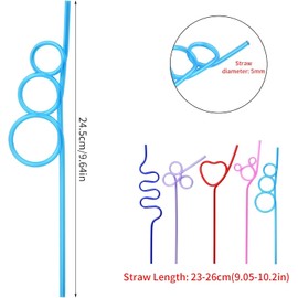 Silly Straws Creative Curly Colourful Creative Multi-Shaped Random Straws Reusable PET Plastic PVC Novelty Party Supplies for Home Bar Beverage Shop Weddings Birthdays Family Reunion (5)