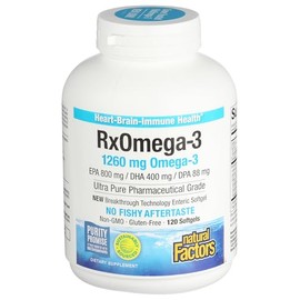 Natural Factors RxOmega3 Extra Strength 600 mg  120 Softgels con EPADHA para Apoyo Óptimo Cardiovascular y Cognitivo                                  