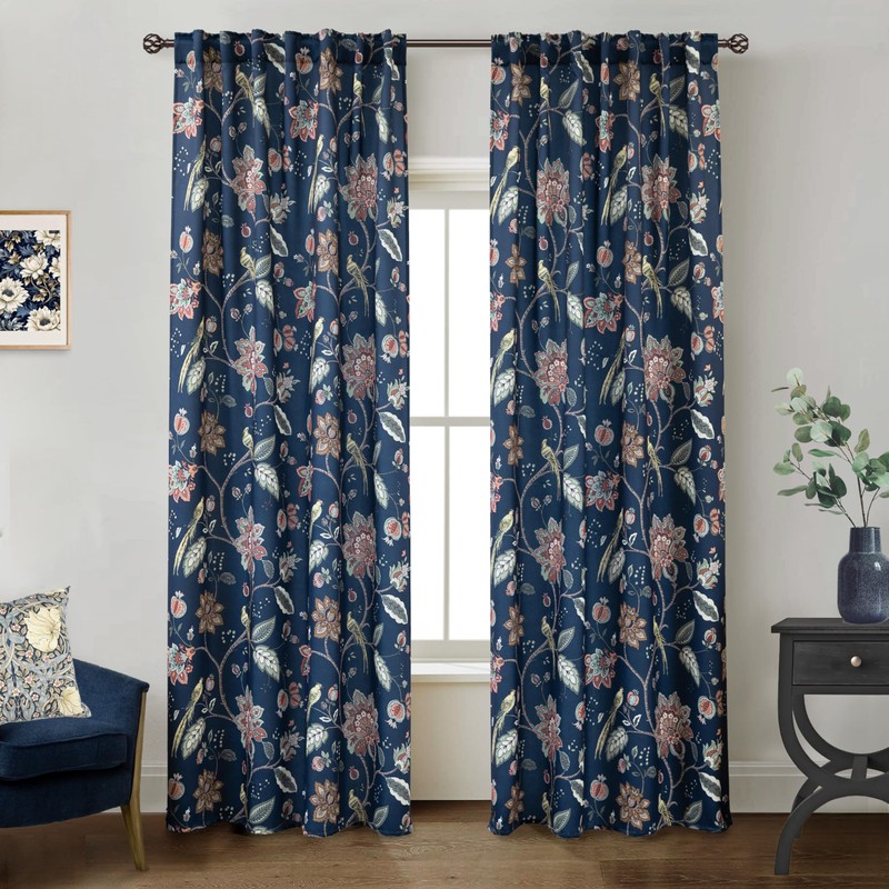 Elegant Luxury Black Out Curtains 96 Inch Long 2 Panel