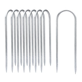 YANYUCB Ground Anchors,8 Pack Galvanised Threaded Steel Rebar Stakes,Trampoline Stakes,12 Inch Heavy Duty U Hook Ground Stakes for Fixing Tents,Swing Frames,Trampolines,Gardening