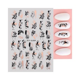 Rose Gold Flower Women Face Leopard Print Nail Sticker Geometric Lines Leaf Sj009 Rose Gold Nail Wraps Art Stickers Manicure Supplies for Women for Home Nails Full Long Lasting Easy Apply and Remove