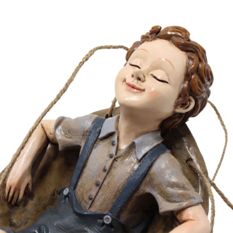 Hanging Boy Statue Hand Painted Rainproof Windproof Resin Outdoor Hanging