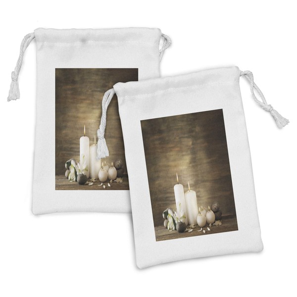 Ambesonne Spa Fabric Pouch Set of 2, Composition of Pure