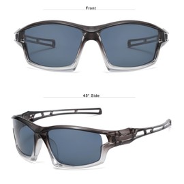 Long Keeper Polarised Sports Sunglasses For Men Women Wrap Around Driving Sunglasses UV Protection Eyewear For Cycling Golf Fishing Running (Gradient Grey Grey)