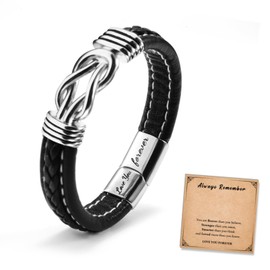 GBTBYS Gifts for Boy Braided Leather Infinite Bracelet for Son Grandson Brother Dad Husband Boyfriend Engraved with Love You Forever Birthday Father's Day Anniversary Graduation Gift