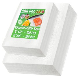 200 Pcs Vacuum Sealer Bags for Food Saver Freezer Bags 100 Quart 8"x12",100 Gallon11"x16" Pre Cut Food Storage Commercial Grade Vacuum Seal Sous Vide Cooking Bags Airtight Heavy Duty BPA Free