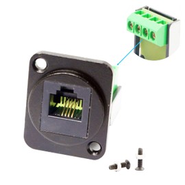 FENGHAISHUN RJ11 D-Type Keystone Telephone Jack Modular Panel Crimping Data Female Connector Ethernet Extender RJ11 6P4C D-Type Panel Mount CAT3 Terminal Solderless Adapter Black with Screws