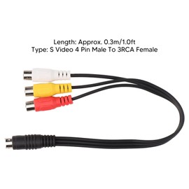 Zopsc Cable S Video de 4 Pines a 3RCA, Cable Adaptador S Video de 4 Pines Macho a Hembra para TV, PC, Computadora, Video, AV (0,)