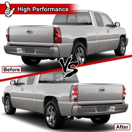 Nixon Offroad Tail Lights for Chevy Silverado 1500 2500 3500 1999-2006 / GMC Sierra 1500 2500 3500 1999-2002 Tail Lamps LED Rear Lights Car Rear Lamps Assembly Replacement (Chrome/Clear Lens)