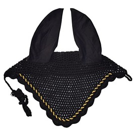 Elegant Horse Ear Bonnet, Fly Veil & Fly Mask – Superior Fly Protection with Style and Comfort for Every Ride (Black, Pony)