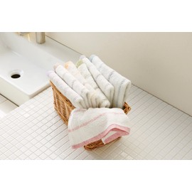 Kosugizen Senshu Towel Face Towel, Weekly Border, 13.4 x 31.5 inches (34 x 80 cm), 7 Colors Set