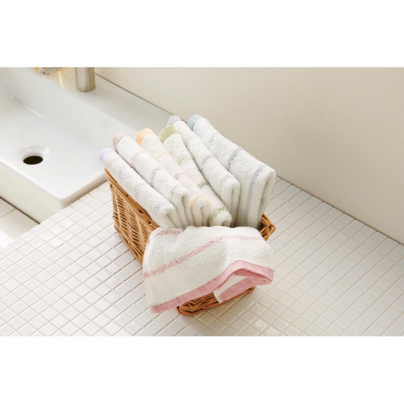 Kosugizen Senshu Towel Face Towel, Weekly Border, 13.4 x 31.5