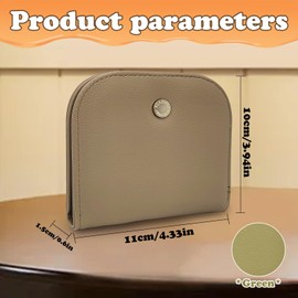 AfitLulu Half Round Billfold Wallet, Cute Mini Credit Card Wallets for Women with 6 Card Slots & Large Cash Slot, Ultra Slim Wallet for Small Bag Traveling (Green)