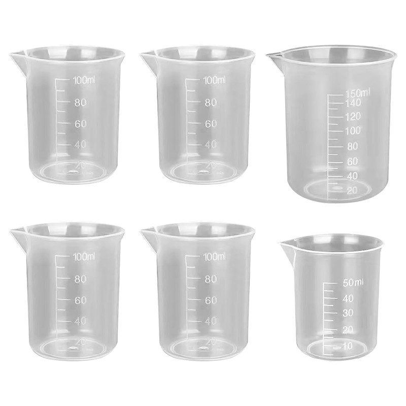 6 Pcs Small Measuring Cups, 50/100/150ml Transparent Measuring Jugs, Graduated