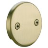 Two Hole Bathtub Overflow Plate and Screws, Brushed Gold