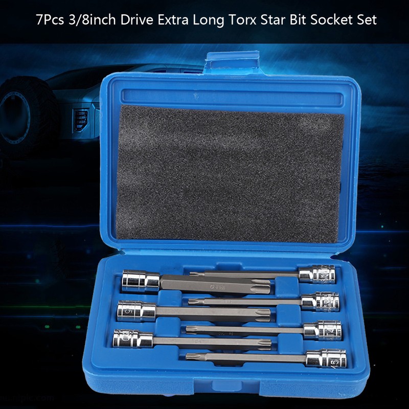 7Pcs 3/8inch Drive Extra Long Torx Star Bit Socket Set