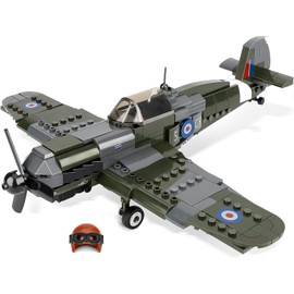 QLT WW2 Spitfire Fighter Aeroplane Clamping Blocks, City Aeroplane Gifts for Adults from 6-18 Boys Years, WW2 Set Collectors, 290 Pieces
