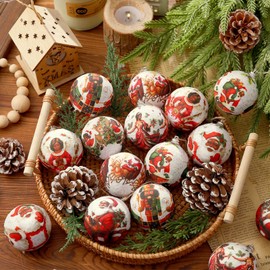 Outus 16 Pcs Santa Claus Black Ball Ornaments for Tree African American Christmas Hanging Ornaments Santa Claus Black Christmas Decorations for Tree Xmas Gifts Farmhouse Fireplace Holiday Party Favors