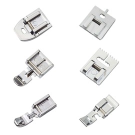 Set of 6 Presser Feet for Household Sewing Machines, Multifunctional Stainless Steel and Plastic Presser Feet, Zipper Presser Foot, Compatible with Singer and Other Models