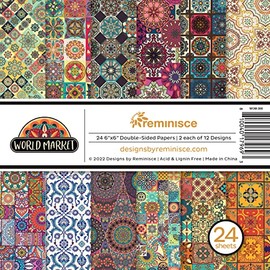 Reminisce 6x6 World Market Scrapbook Paper Pad,White