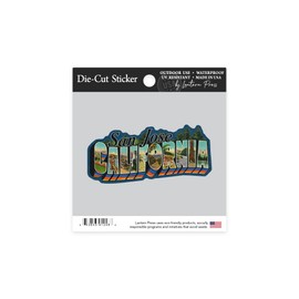 Die Cut Sticker San Jose, California, Greetings, Contour, Vintage Artwork Vinyl Sticker 1 to 3 inches (Waterproof Decal for Cars, Water Bottles, Laptops, Coolers), Small
