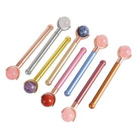 FOMIYES Jade Roller Face Massager for Anti-Aging Natural Stone Facial Massage Tool with Metal Handle Suitable for Skin Types for Skincare Routine and Puffiness Reduction