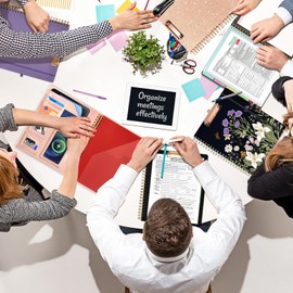 KLLVE Foldable Spiral Clipboard Folio with Storage Zipper Pouch, 5 Plastic Folders with Pockets,Refillable Lined Notepad (8.5" x 11"), Hardcover Project Organizer with 36 Stickers