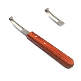 AAProTools Hoof Knife Small Double Edge Right Left Hand Sheep Farrier Equine Horse Stainless Steel Blade Wooden Handle