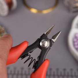 The Beadsmith Ultra Flush Cutter, 5 inches (127mm) with Steel Blades, Orange Comfort Grip Handle with Return Spring, Tool for Jewelry Making, Electronics or Micro Mechanics