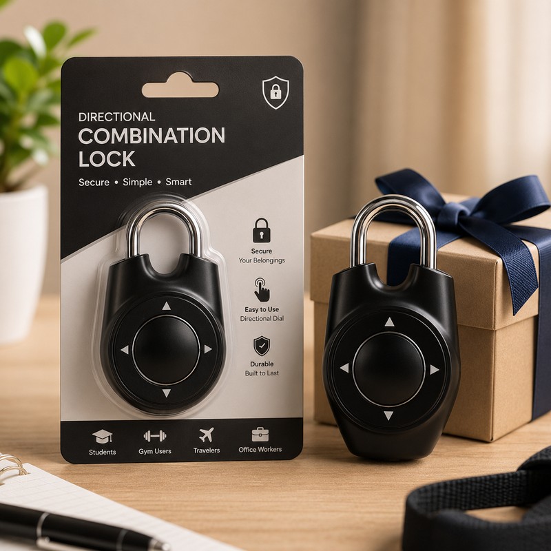 Directional Combination Padlock for Lockers – Resettable Keyless Metal Lock