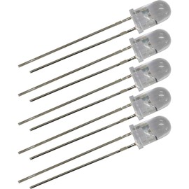 Lightning Parts, LED Light Emitting Diode, 0.2 inch (5 mm), Built-in Constant Current Element, DC 5.5 - 20 V, 16 mA, Red, Pack of 5