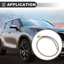 Motoforti Universal Air Inflator Hose Adapter, 80CM, Stainless Steel Rubber, Silver Tone Gold Tone, 1 Pcs