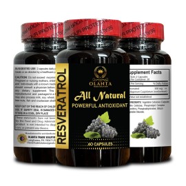 OLANTA TRADE SOLUTION Trans Resveratrol 500mg – Organic energy supplements, Vegan Capsules – 1 Bottle