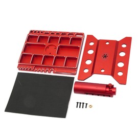 RC Car Work Stand 360 Degree Rotatable Lockable Regulable Height Aluminum Alloy RC Car Repair Workstation Red