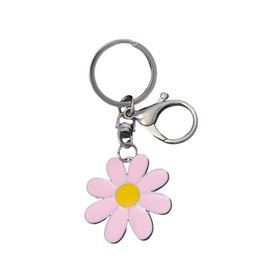 tenghong2021 Cute Daisy Keychain Bag Charm Floral Charm for Purse Keys Metal Keyring Gift for Women Flower Lovers Accessories (Pink (01))