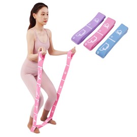 Multi-Functional Slimming Resistance Bands Yoga Strap Elastic Band 10/12 Grids for Latin Training, Dance, Pilates, (Pink, 12 Grids)