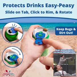 Complete Cover Easy Tab Opener New and Improved 6PK Beverage Barricade 2.0 by Avant Grub. Colorful Drink Can Protector Cap for Soda, Beer, Coke Shields From Bugs, Bees, Dust at the Party, BBQ, Beach