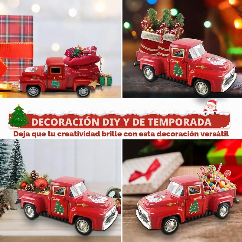 Adorno Coche Antiguo Decorado para Navidad, Decoraciones Navideñas Casa