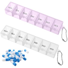 COYUN 2 pcs pill box, 7 days, pill box, 7 days, rainbow pill box, 7 days pill box, 7 day pill box, 7 days pill organiser, tablets, weekly box, medication box, easy to open