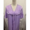 Silky Sleeveless Nightgown w/Robe Embroidery Lace Floral Design Purple Size