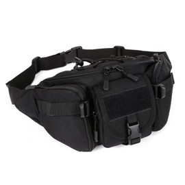 ZHIERNA Tactical Waist Bag Tactical Military Style Bum Bag Men's Molle System Belt Bag Waterproof for Outdoor Running Travel Hiking Cycling Camping Trekking, black