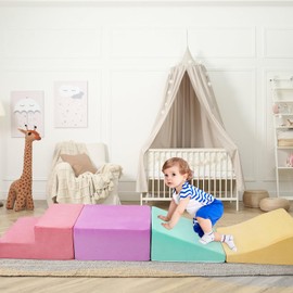 Foam Climbing Blocks for Toddlers - Soft Indoor Play Gym Set for Climbing, Crawling, and Sliding - Lightweight and Easy to Clean