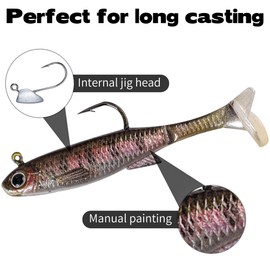 JORMIX 6Pcs Swim Baits for Bass Fishing,Easy Catching Lures Soft Plastic Walleye Fishing Lures,Fishing Gear for Bass Trout Crappie,Paddle Tail Swimbaits Fishing Soft Plastic Lure Kit Mixed Color