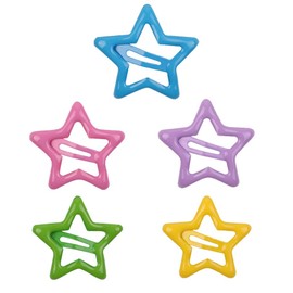 Star Hairpin 7 Color Star Hairpin Button Closure Bang Hairpin Cute Color Star Hairpin Fashionable Pentagon Hair Accessory (Blue, Purple, Pink, Yellow, Green 5 Piece Set)